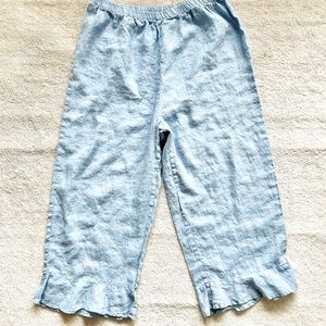 FLAX LINEN CROPPED PANTS SIZE MEDIUM MINIMALIST CASUAL PRETTY